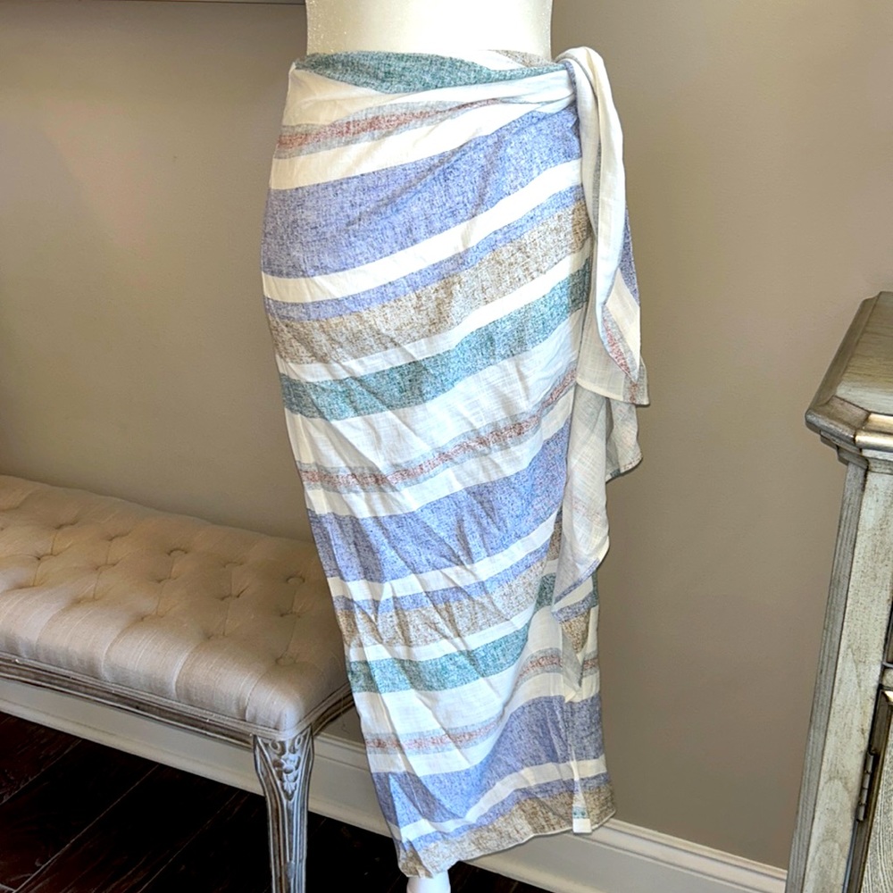 Zara Wrap Beach Art Striped Skirt
